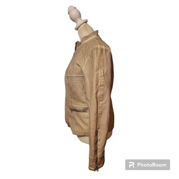 Baccini Faux Leather Vintage Motorcycle Jacket Women's Size Medium - Picture 2 of 7